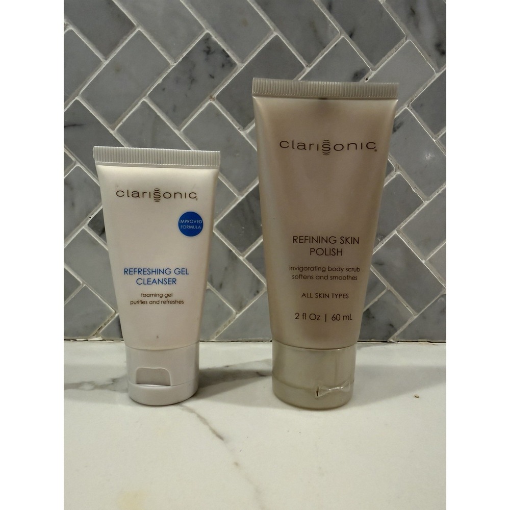 Clarisonic Refining Skin Polish 2 fl oz & Refreshing Gel Cleanser 1 Oz. Sealed